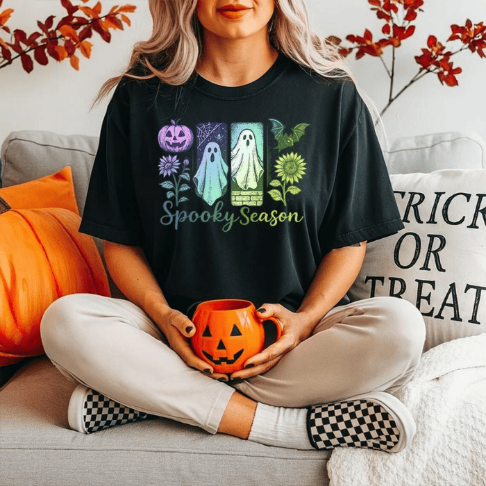 Brightful Spooky Season Sunflower Halloween T-Shirts