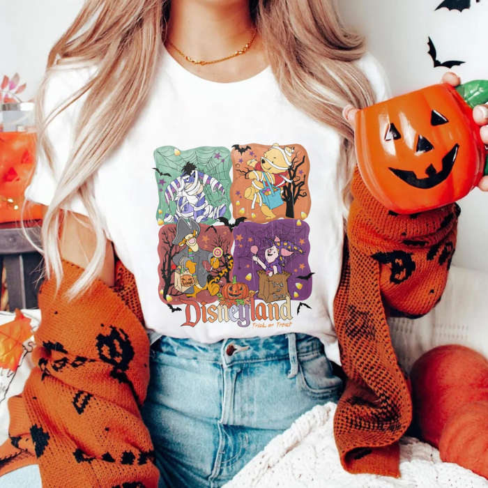 Colorful Disneyland Halloween Trick Or Treat Winnie The Pooh T-Shirts