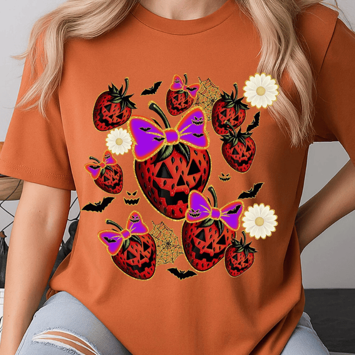 Creative Ribbon Scary Strawberry For Halloween T-Shirts