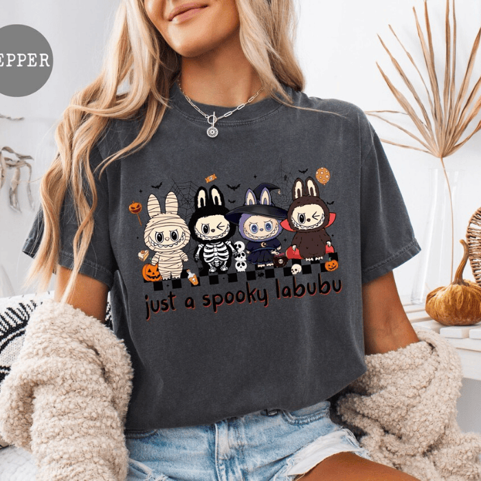Just A Spooky Labubu Little Monster Halloween T-Shirts