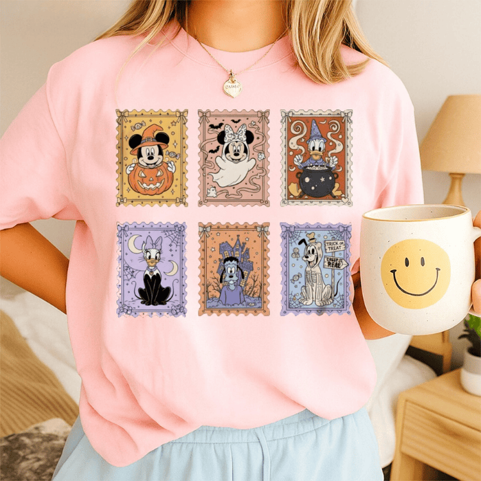 Lovely Stamp Collection Mickey Mouse Disney Halloween T-Shirts