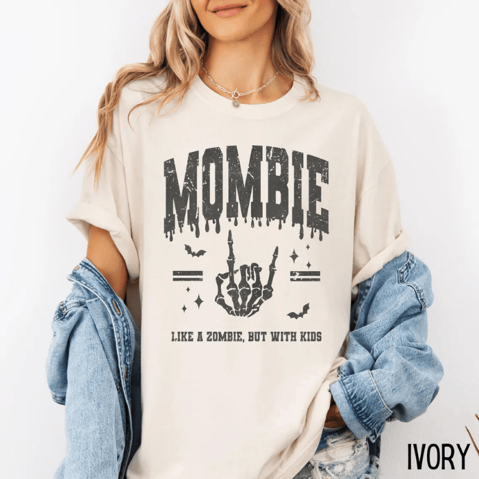 Mombie Like A Zombie But With Kids Halloween T-Shirts