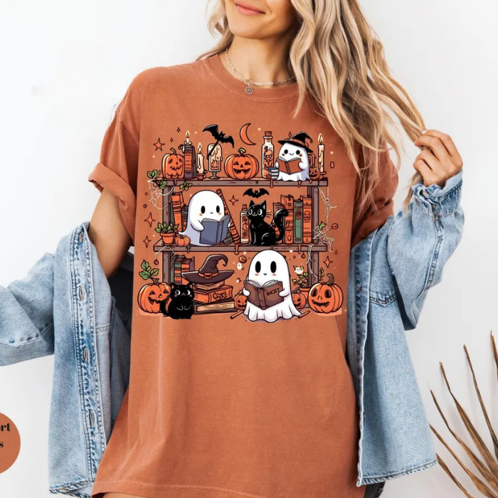 Pretty Little Baby Boo Ghost Love Reading Halloween T-Shirts