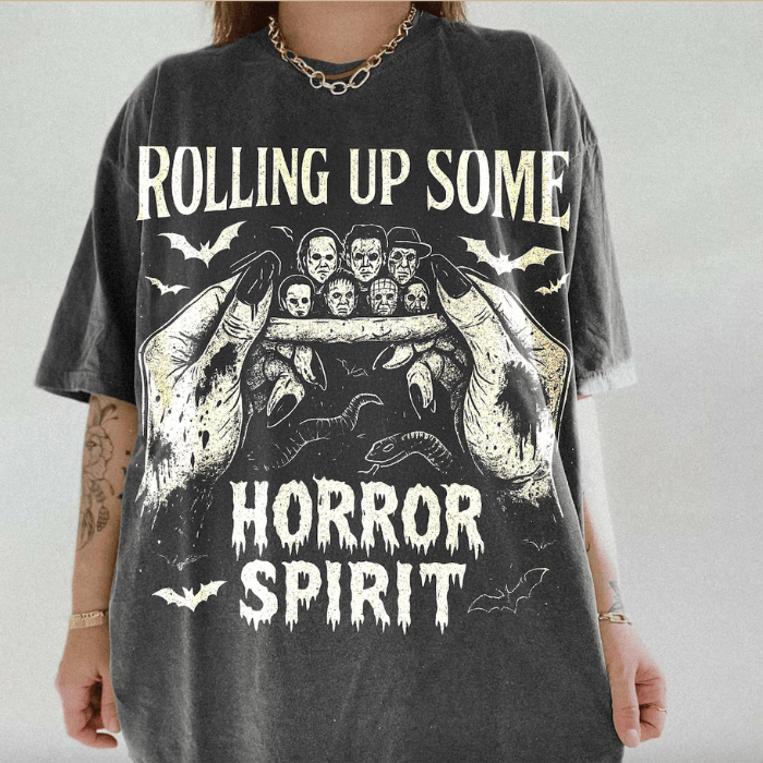 Rolling Up Some Horror Characters Spirit Halloween T-Shirts