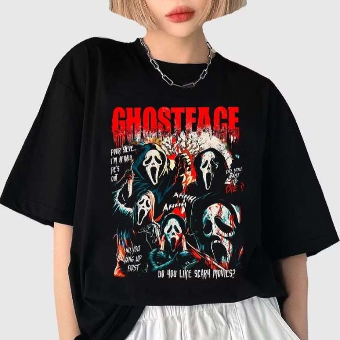 Scary Ghostface THE SCREAM Halloween Movie T-Shirts