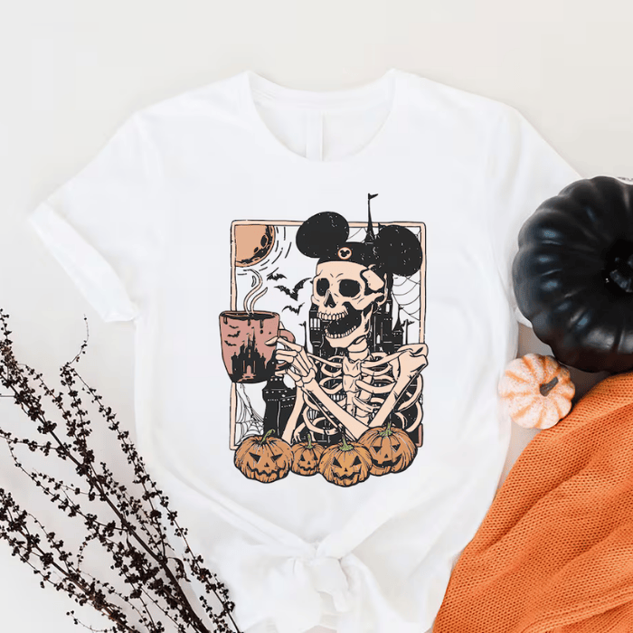 Skeleton Love Mickey For Halloween T-Shirts