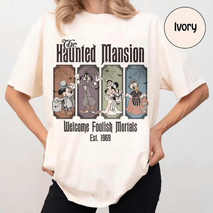 The Haunted Mansion Welcome Foolish Mortals Mickey Gang Halloween T-Shirts