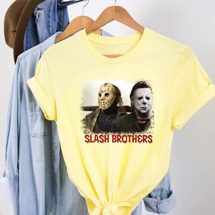 The Slash Brothers Jason Voorhees & Michael Myers Halloween Horror T-Shirts