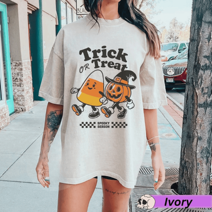 Trick Or Treat Spooky Season Halloween Candycorn & Pumpkins T-Shirts