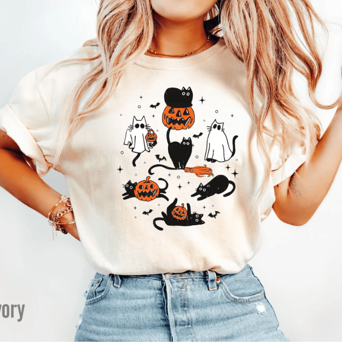 Whimsical Playful Cat Love Halloween T-Shirts