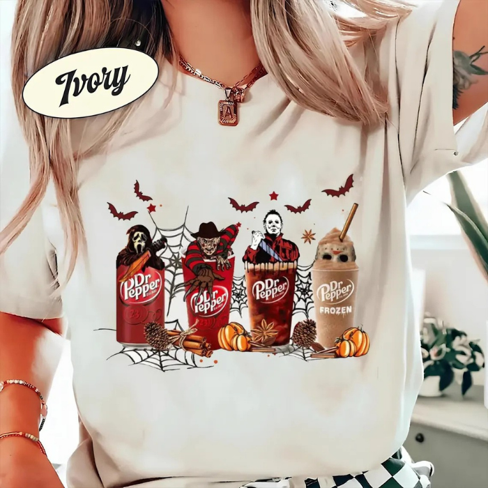 Deadly Dr. Pepper Horror Slasher Movie Characters Halloween T-Shirts