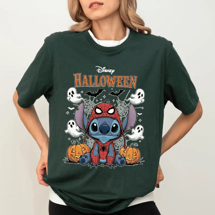 Disney Halloween Stitch x Spider-Man Adorable T-Shirts