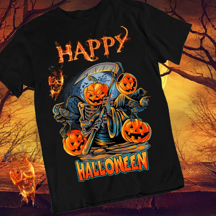 Happy Halloween With Pumpkin The Death T-Shirts