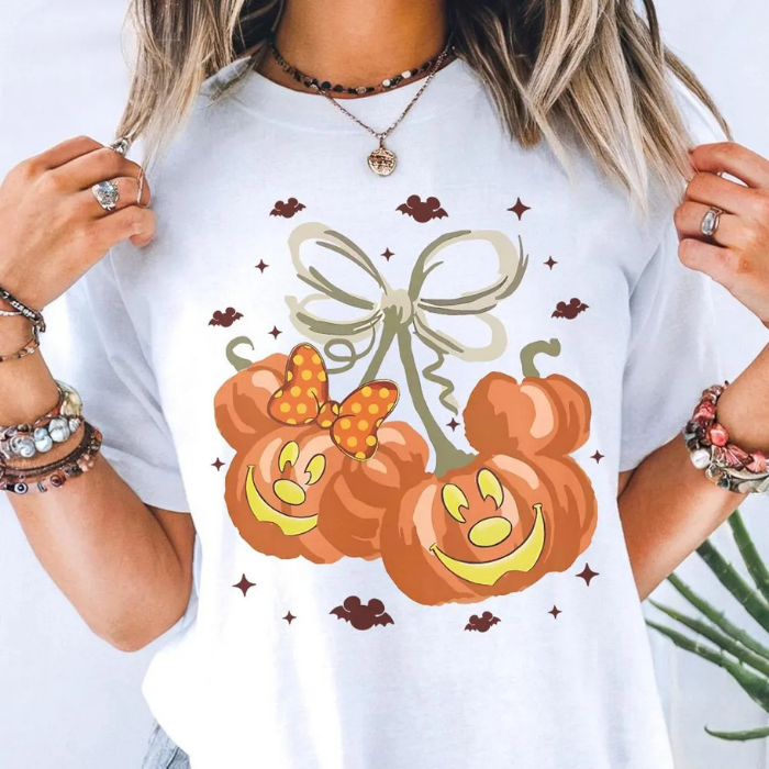 Lovely Mickey & Minnie Pumpkin O'latern Halloween T-Shirts