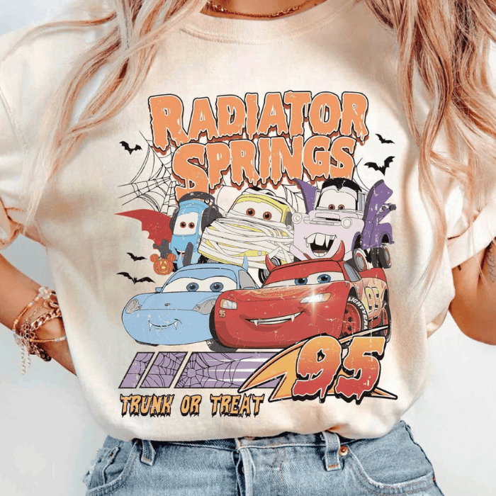 Radiator Springs Trunk Or Treat Lightning McQueen Halloween T-Shirts
