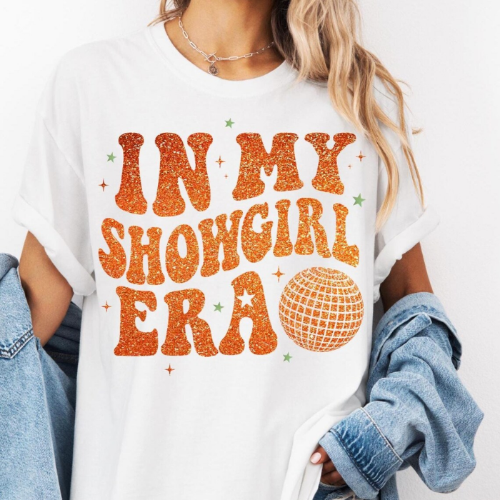 In My Showgirl Era Sparkling Statement T-Shirt, Taylor Swift Inspired Tee For New Album, The Life Of A Showgirl Comfort Shirt